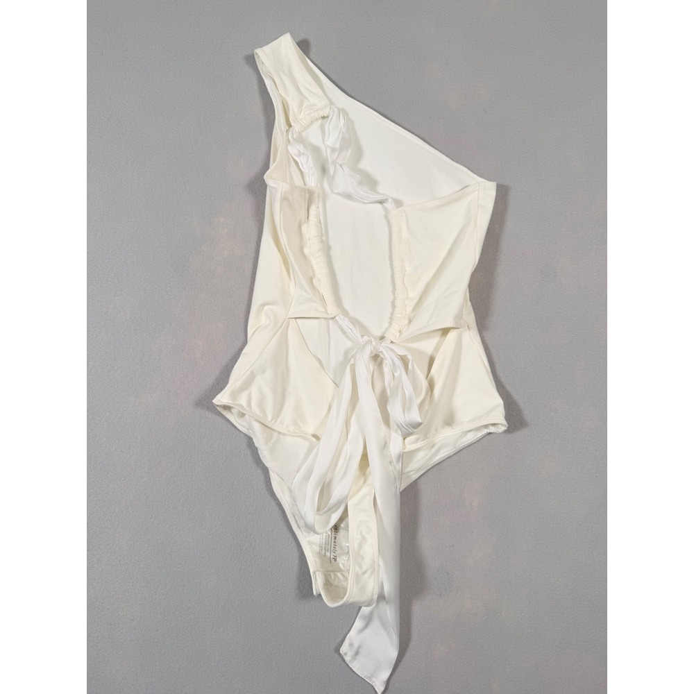 Intimately Free People Ivory One Shoulder Open Back Bow Bodice Bodysuit S NEW